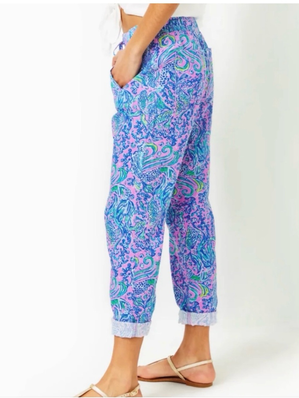 Lilly Pulitzer Lilac Rose We Mermaid It Taron Linen Jogger Pants